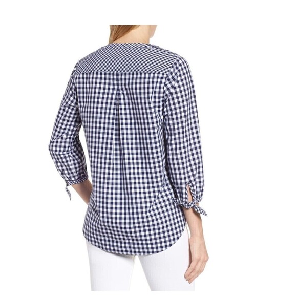 Vineyard Vines Mixed Gingham Tie Sleeve Blouse Size Small - Picture 2 of 9